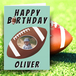 American Football Ball Birthday Boy Photo Card
