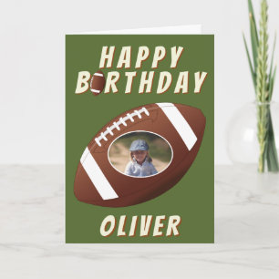 American Football Ball Birthday Boy Photo Card