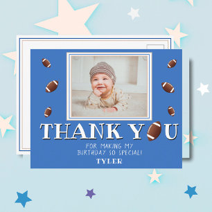 American Football Ball Birthday Photo Thank you Postcard