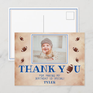 American Football Ball Birthday Photo Thank you Postcard