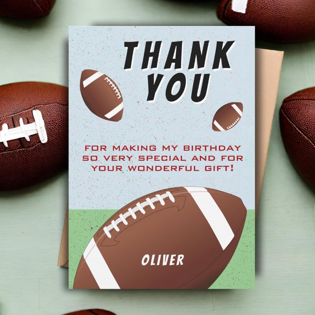 American Football Ball Birthday  Thank You Card (Creator Uploaded)