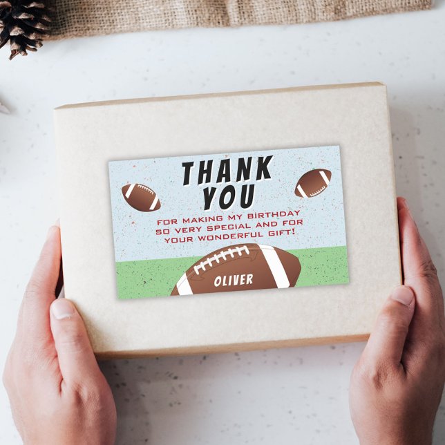 American Football Ball Birthday Thank You  Rectangular Sticker (Creator Uploaded)