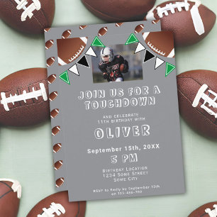 American Football Ball Flags Photo Birthday Party Invitation