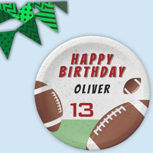 American Football Ball Happy Birthday Party  Paper Plate