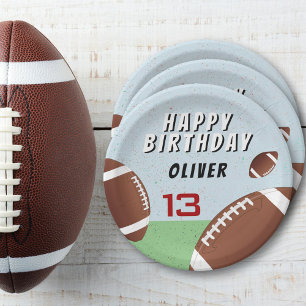 American Football Ball Happy Birthday Party  Paper Plate