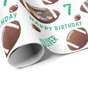 American Football Ball Happy Birthday Photo Wrapping Paper