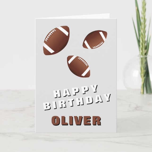 American Football Ball Happy Birthday Thank You Card (Front)