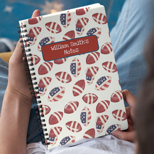 American Football Ball I USA Flag Back to School   Notebook