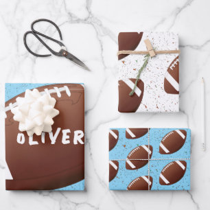 American Football Ball Pattern Kids Birthday  Wrapping Paper Sheet