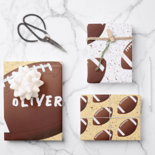 American Football Ball Pattern Kids Birthday  Wrapping Paper Sheet