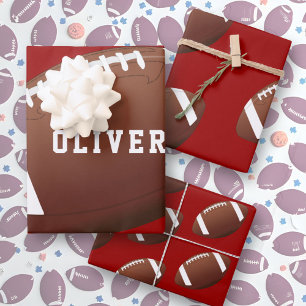 American Football Ball Pattern Kids  Wrapping Paper Sheet