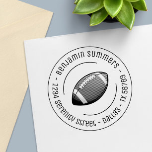 American Football Ball Round Address Self-inking Stamp