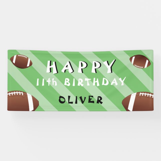 American Football Ball Sports Birthday Party Banner (Horizontal)