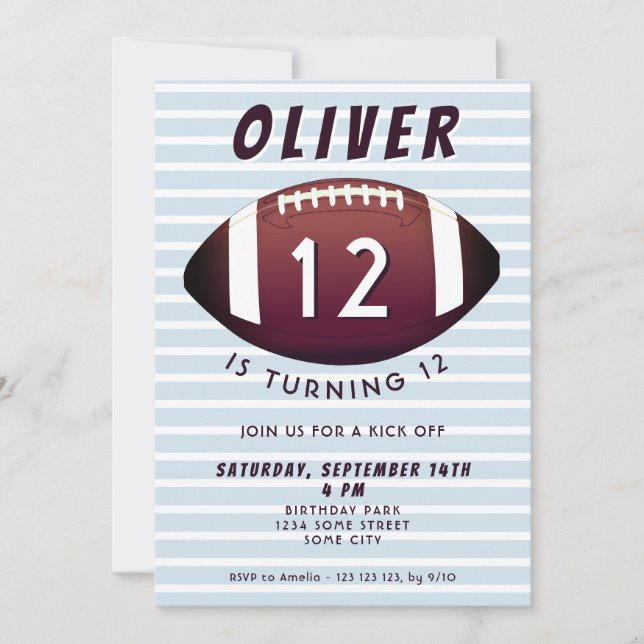 American Football Ball Sports Boy Birthday  Invitation (Front)