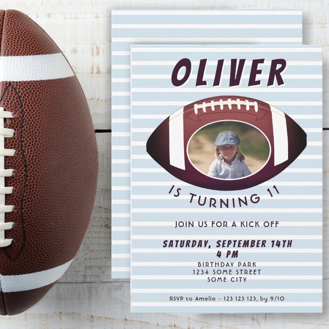 American Football Ball Sports Boy Birthday Photo Invitation (Creator Uploaded)