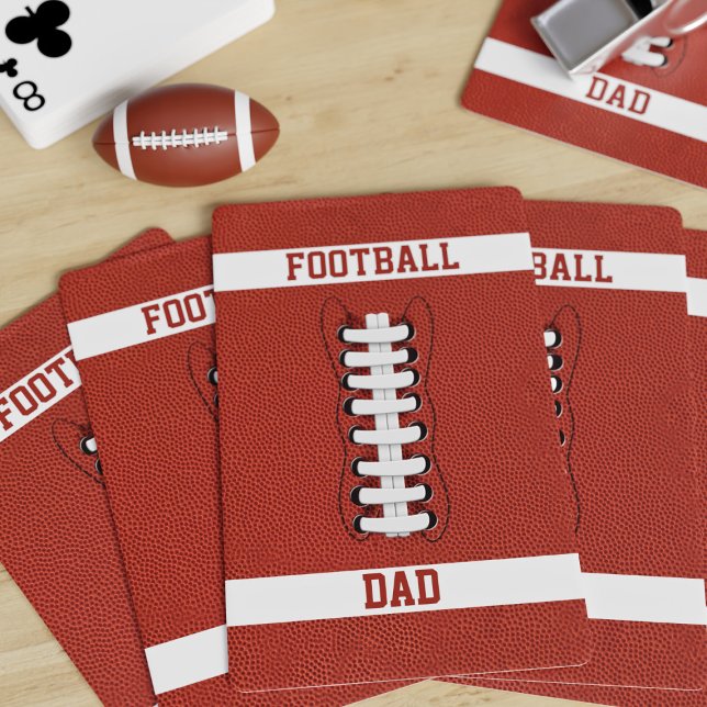 American Football Ball Sports DAD Name Monogram Playing Cards (Hup! If you're looking for a gift for your Football Dad, treat him to a pack of playing cards! )