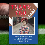 American Football Ball Sports Kids Birthday Photo  Thank You Card<br><div class="desc">American Football Ball Sports Kids Birthday Photo Thank You Card. Football themed birthday thank you card with a thank you message,  child`s name,  child`s photo and football balls. Personalise this football card with your name and your child`s photo. Great for kids who love football and sports.</div>