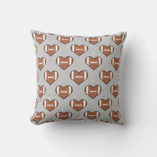 American Football Ball Texture In Heart Shape Cushion
