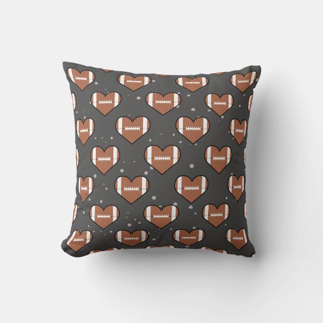 American Football Ball Texture In Heart Shape  Cushion (Front)