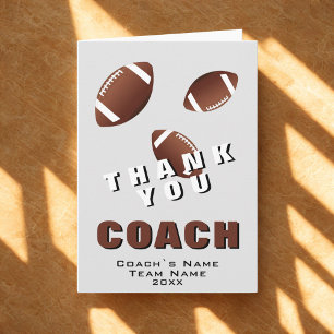 American Football Ball Thank you Coach Card
