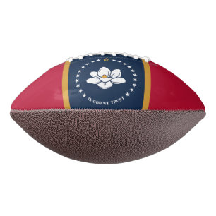 American football ball with flag of Mississippi