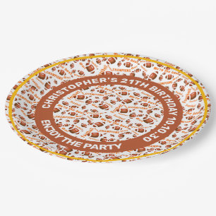 American Football Balls And Inspirational Text Paper Plate