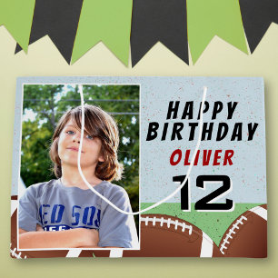 American Football Balls Birthday Photo  Large Gift Bag