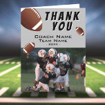 American Football Balls Coach Photo Thank You Card<br><div class="desc">American Football Balls Grey Thank you Coach Card with a Photo. Football thank you coach card with photo, thank you text, coach name, team name, year, your name and football balls. Photo thank you card - add your photo into the template. Personalise the card with names and your text. Great...</div>