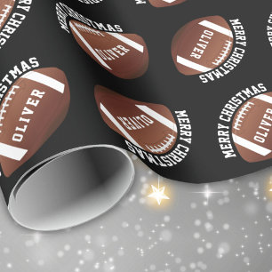 American Football Balls Name Black Christmas Wrapping Paper