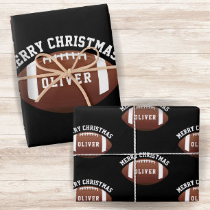 American Football Balls Name Black Christmas Wrapping Paper Sheet