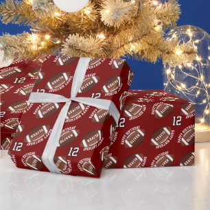 American Football Balls Name Happy Birthday Wrapping Paper