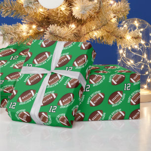 American Football Balls Name Happy Birthday Wrapping Paper