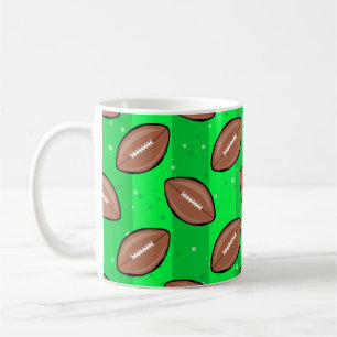American Football Balls - Pattern on Green Coffee Mug