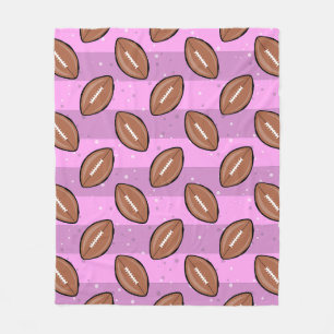 American Football Balls - Pattern on Pink Fleece Blanket