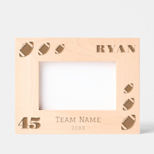 American Football Balls Player Number Team Name  Etched Frames