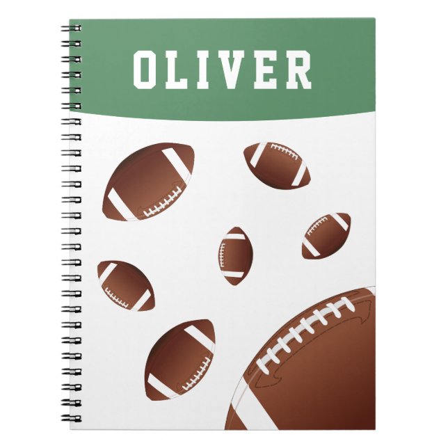 American Football Balls Sports Player Kids Name Notebook (Front)