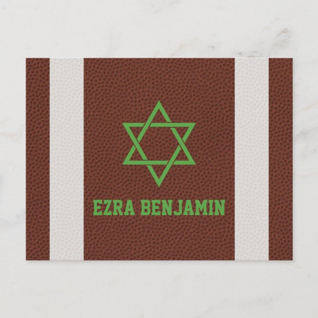 American Football Bar Mitzvah Thank You Postcard (Front)