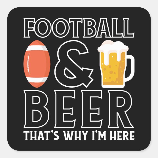 American Football & Beer Lover Funny Square Sticker (Front)