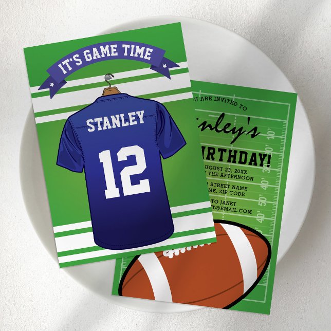 American Football Birthday | Blue Jersey Invitation (Creator Uploaded)