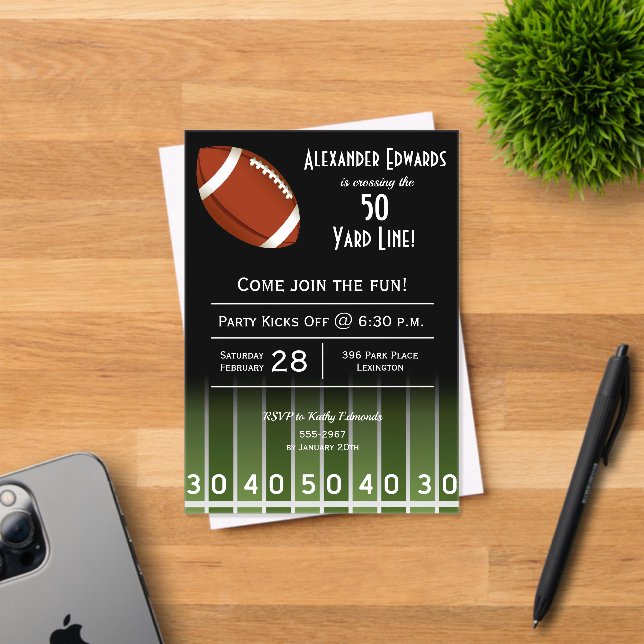 American Football Birthday Party Acrylic Invitations (Insitu (Invitation Card))
