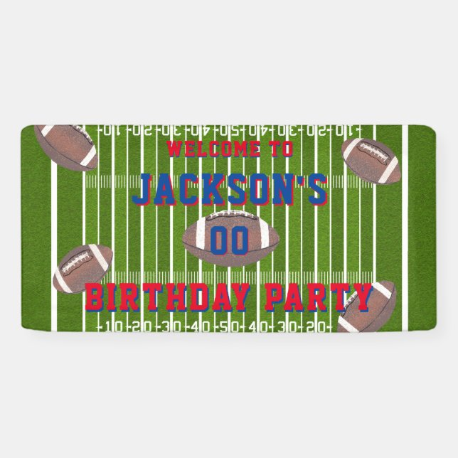 American Football Birthday Party Banner (Horizontal)