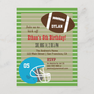 American Football Birthday Party Invitations