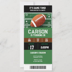 American Football Birthday Party Ticket Invitation