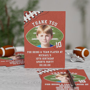 American Football Birthday Photo Thank You Card