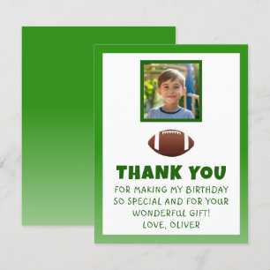 American Football Birthday Photo Thank You Card