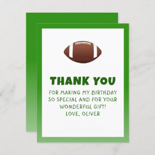 American Football Birthday Thank You Card