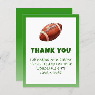 American Football Birthday Thank You Card