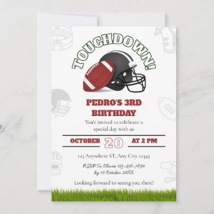 American Football Birthday with Ball and Helmet Invitation
