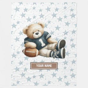 American Football Blanket with Cute Teddy Bear