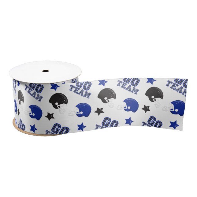 American Football Blue and Black Patterns Satin Ribbon (Spool)